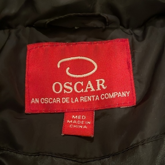 Oscar de la Renta Women's Front Zip Down Puffer Jacket Size Medium Black Winter - Picture 6 of 10